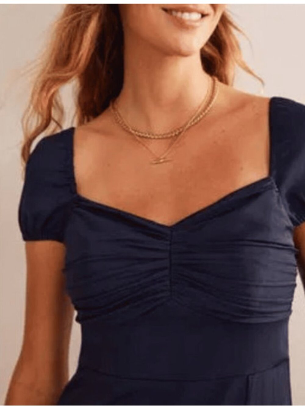 Boden Navy Blue Cap Sleeve Midi Dress D0725
